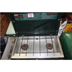 GREEN COLEMAN 2 BURNER PROPANE STOVE