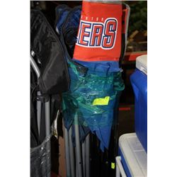 TWO FOLDING CAMPING CHAIRS, ONE COLEMAN OILERS