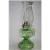Image 1 : GREEN DEPRESSION GLASS OIL LAMP