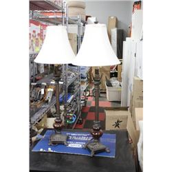 PAIR OF METAL AND GLASS LAMPS