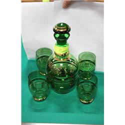 ESTATE DECANTER SET (GREEN AND GOLD)