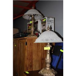 PAIR OF METAL AND GLASS VINTAGE STYLE LAMPS