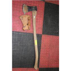 LARGE WOOD HANDLED AXE