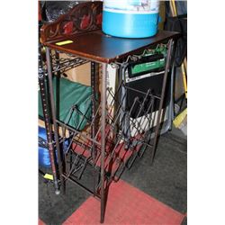 METAL AND WOOD TOP WINE RACK