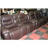 Image 1 : NEW CHOCOLATE BROWN LEATHER RECLINING SOFA W