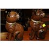 Image 1 : PAIR OF WOOD CARVED CAT ORNAMENTS