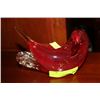 Image 1 : RED ART GLASS BIRD ORNAMENT