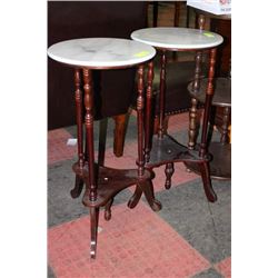 PAIR OF GRANITE TOP PLANT STANDS NEED WORK