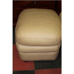 BEIGE LEATHER OTTOMAN