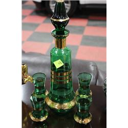 ESTATE GREEN GLASS DECANTER SET