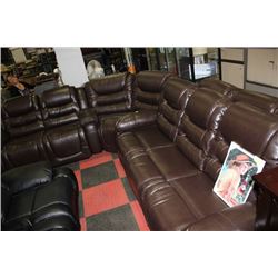 NEW CHOCOLATE BROWN LEATHER RECLINING SECTIONAL