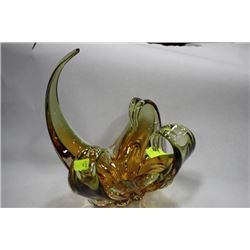 AMBER ART GLASS DISH