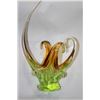 Image 1 : GREEN AND BROWN ART GLASS BOWL