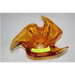 AMBER ART GLASS DISH