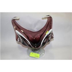 WHITE PURPLE ART GLASS ORNAMENT