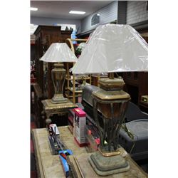 PAIR OF TALL DESIGNER LAMP, MARBLE STYLE