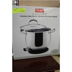 ST STEEL ELECTRIC STOCK POT W PASTA STRAINER