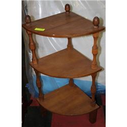 WOOD CORNER SHELF SOLD W STOOL