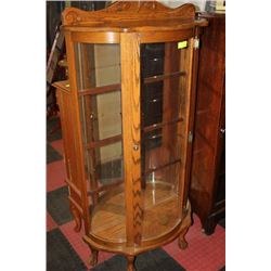 WOOD CARVED HALF MOON CURIO CABINET
