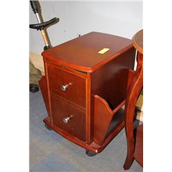 WOOD 2 DRAWER MAGAZINE RACK END TABLE