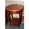 Image 1 : ROUND WOOD END TABLE W DRAWER
