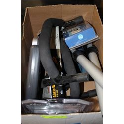 BOX OF EXCERCISE EQUIPMENT ACCESSORIES