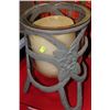 Image 1 : LARGE METAL AND GLASS CANDLE HOLDER W CANDLE