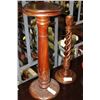 Image 1 : WOOD CARVED PLANT STAND SOLD W CANDLE HOLDER