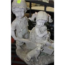 BOY AND GIRL LAWN ORNAMENT