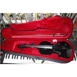 BLACK VIOLIN WITH CASE INCLUDES EXTRA STRINGS