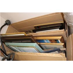 TWO BOXES OF ESTATE PICTURS INCLUDES OIL ON CANVAS