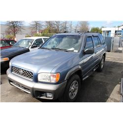 2001 NISSAN PATHFINDER, 4DR SW,  BLUE, VIN # JN8DR07Y91W521000