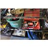 Image 2 : STIHL GAS POWERED CHOP SAW WITH 2 SHELVES OF ASSORTED TOOLS & SPROTS GEAR