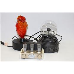 BOX W/ 2 TESLA LIGHTS (BALL & HEART) & VINTAGE