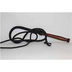 WOOD HANDLE LEATHER HORSE WHIP - LENGTH