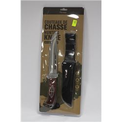 OLYMPIA 30667 WOOD HANDLED HUNTING KNIFE WITH CASE