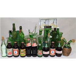 ESTATE BOX OF GREEN GLASSWARE