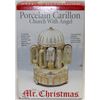 Image 1 : PORCELAIN CARILLION CHURCH W/ ANGEL MUSIC BOX
