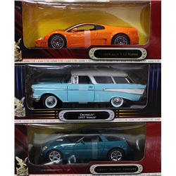3 COLLECTIBLE DIE CAST CARS  1:18 SCALE   X3