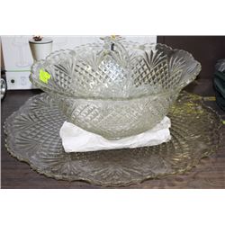 LARGE PUNCH BOWL WITH MATCHING PLATE