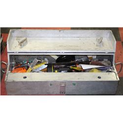 LARGE SILVER TOOL BOX WITH TOOLS