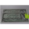Image 1 : MINT CANADA 1954 DOLLAR BILLS IN SEQUENCE X2
