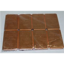 SHEET OF EIGHT 1oz .999 COPPER BARS