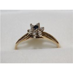 #72  10KT GOLD DIAMOND AND SAPPHIRE RING
