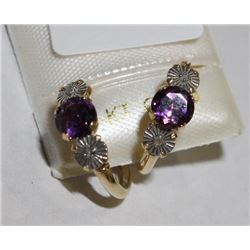 #76 14KT DIAMOND AND AMETHYST EARRINGS