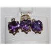 Image 1 : #77 10KT AMETHYST AND DIAMOND PENDANT AND EARRING