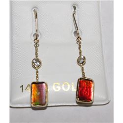 #79 14KT AMMOLITE AND WHITE SAPPHIRE EARRINGS