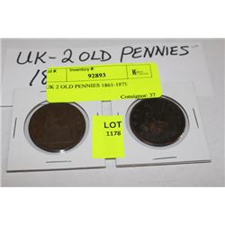 UK 2 OLD PENNIES 1861-1878