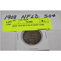 NFLD 1908 SILVER 50 CENT COIN