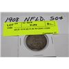 Image 1 : NFLD 1908 SILVER 50 CENT COIN